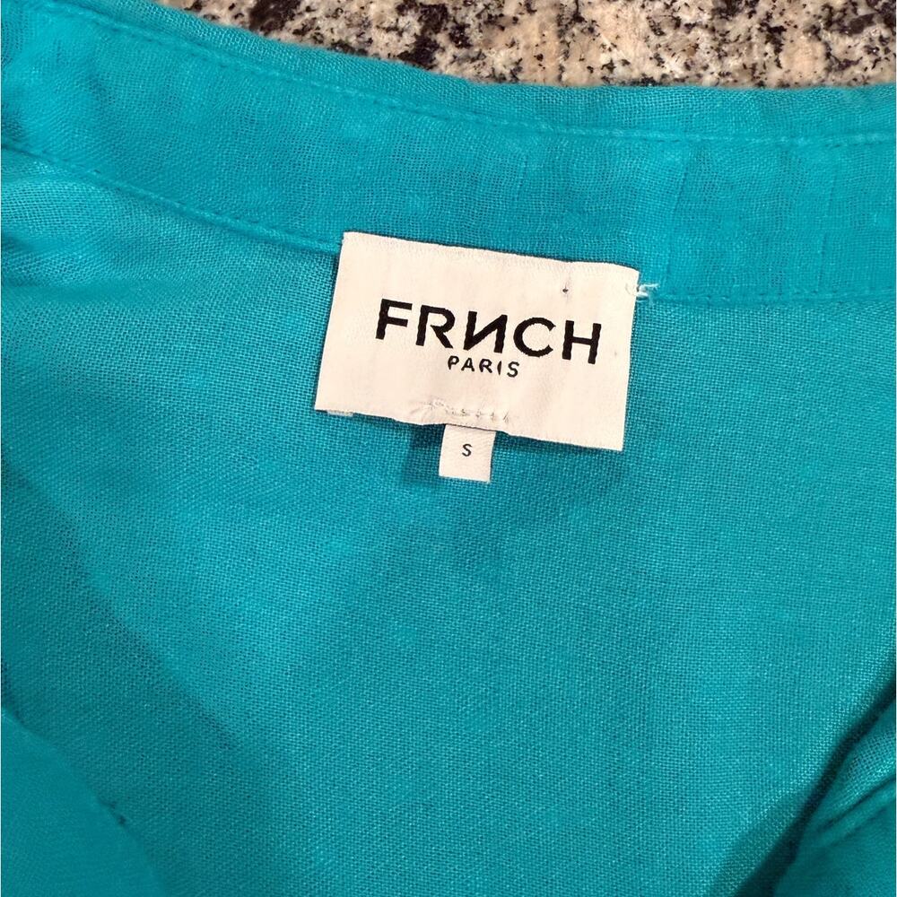 Chic FRNCH Teal Midi Dress with Collared V-Neck - Size Small - Picture 4 of 10
